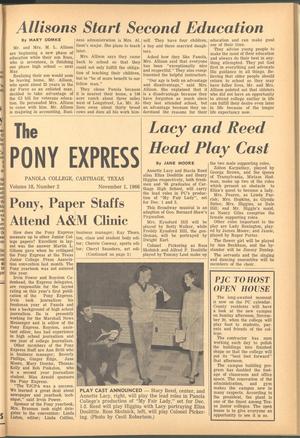 Primary view of object titled 'The Pony Express (Carthage, Tex.), Vol. 18, No. 2, Ed. 1 Tuesday, November 1, 1966'.