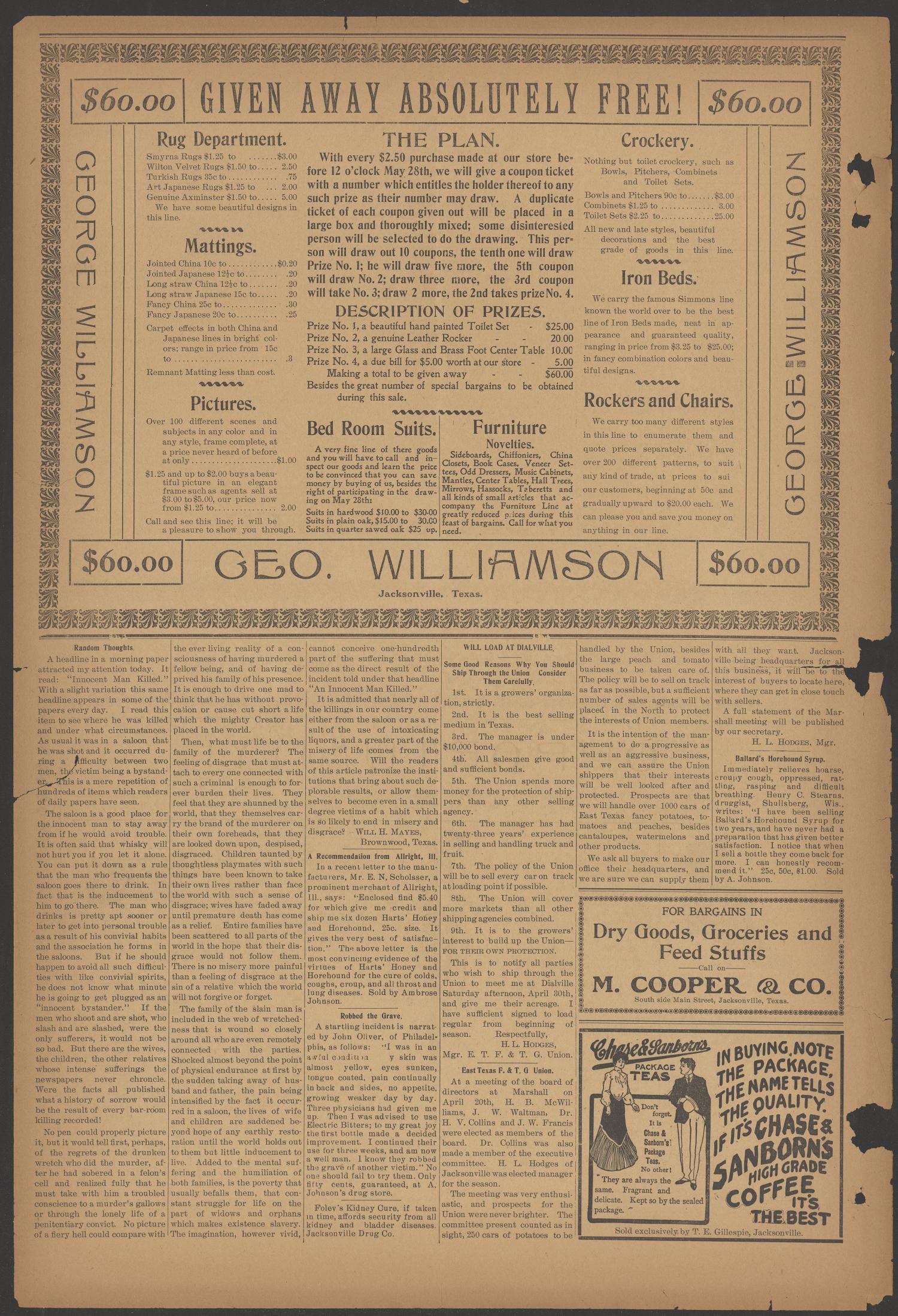 Cherokee County Banner. (Jacksonville, Tex.), Vol. 17, No. 42, Ed. 1 Friday, April 29, 1904
                                                
                                                    [Sequence #]: 2 of 11
                                                