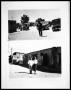 Photograph: Man in front of Cars; Man and Woman in front of Pueblo