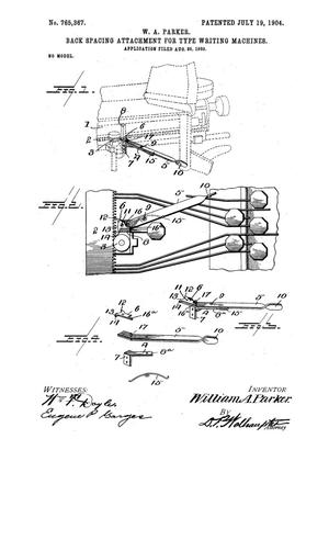 Primary view of object titled 'Back Spacing Attachment for Type Writing Machines'.