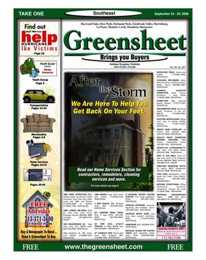 Primary view of object titled 'Greensheet (Houston, Tex.), Vol. 39, No. 397, Ed. 1 Tuesday, September 23, 2008'.