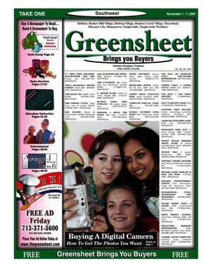 Primary view of object titled 'Greensheet (Houston, Tex.), Vol. 38, No. 464, Ed. 1 Thursday, November 1, 2007'.