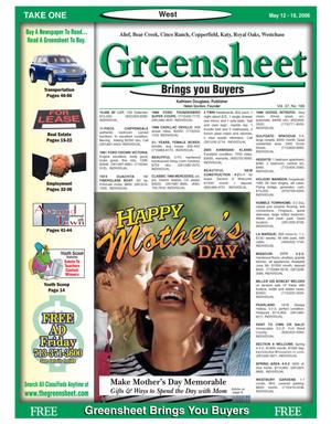 Primary view of object titled 'Greensheet (Houston, Tex.), Vol. 37, No. 166, Ed. 1 Friday, May 12, 2006'.