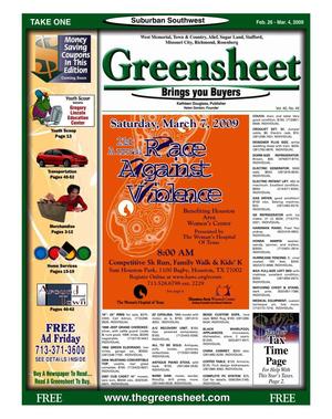 Primary view of object titled 'Greensheet (Houston, Tex.), Vol. 40, No. 45, Ed. 1 Thursday, February 26, 2009'.
