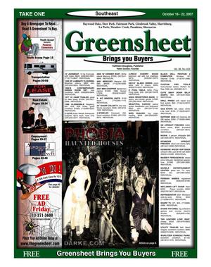 Primary view of object titled 'Greensheet (Houston, Tex.), Vol. 38, No. 433, Ed. 1 Tuesday, October 16, 2007'.