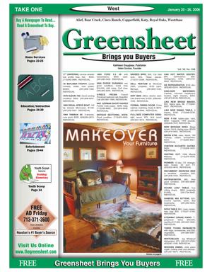 Primary view of object titled 'Greensheet (Houston, Tex.), Vol. 36, No. 298, Ed. 1 Friday, January 20, 2006'.