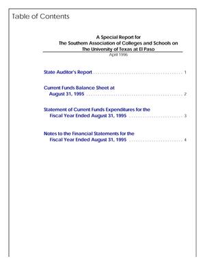 Primary view of object titled 'A Special Report for The Southern Association of Colleges and Schools on The University of Texas at El Paso'.