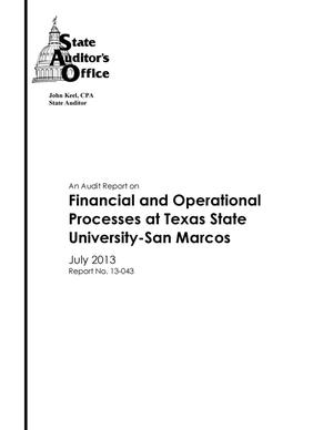 Primary view of object titled 'An Audit Report on Financial and Operational Processes at Texas State University-San Marcos'.