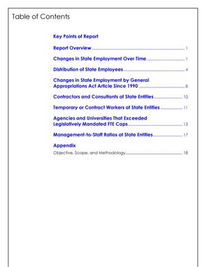 Primary view of object titled 'A Quarterly Report on Full-Time Equivalent State Employees For the Quarter Ending August 31, 2000'.