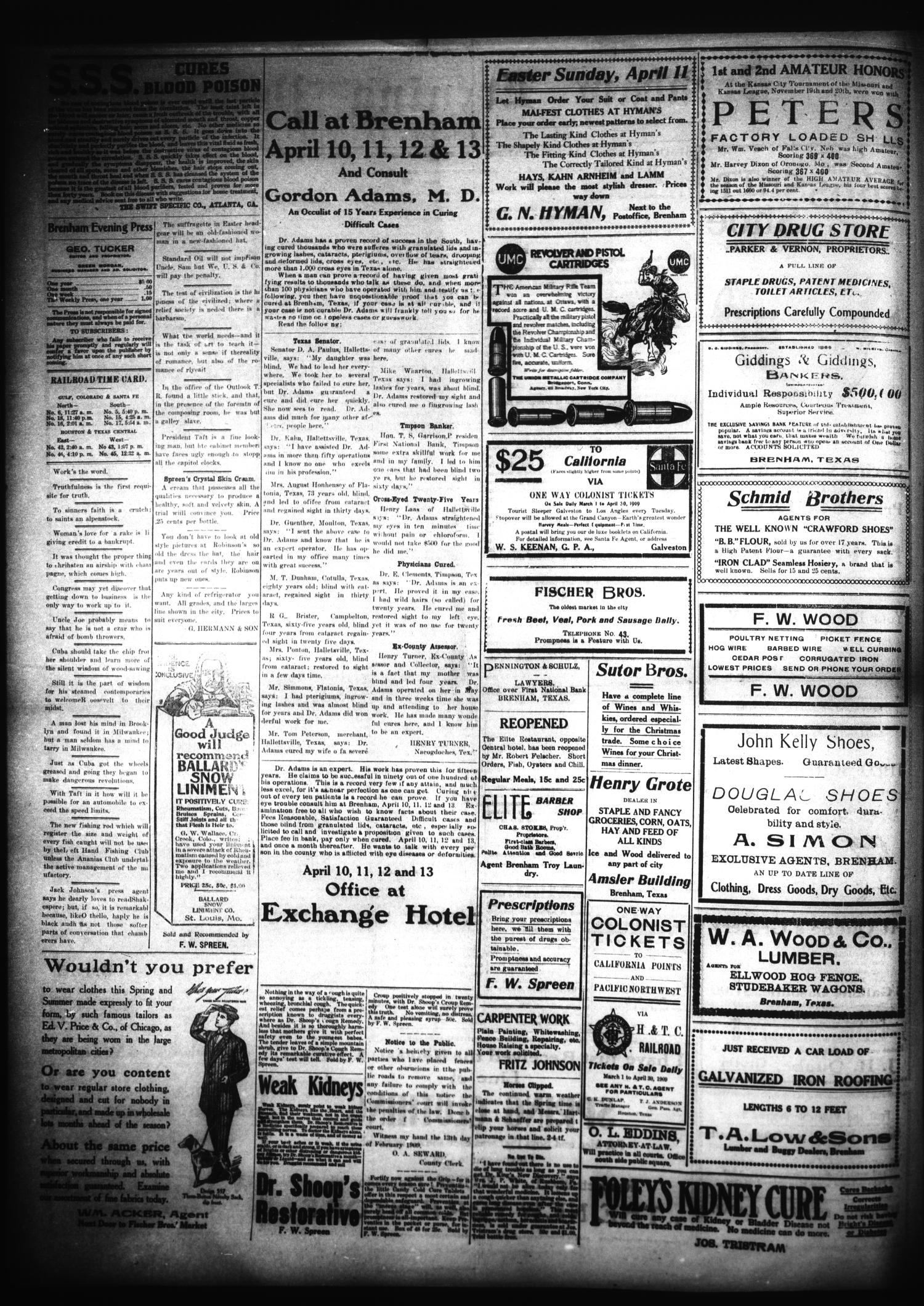Brenham Evening Press. (Brenham, Tex.), Vol. 15, No. 257, Ed. 1 Wednesday, March 24, 1909
                                                
                                                    [Sequence #]: 2 of 4
                                                