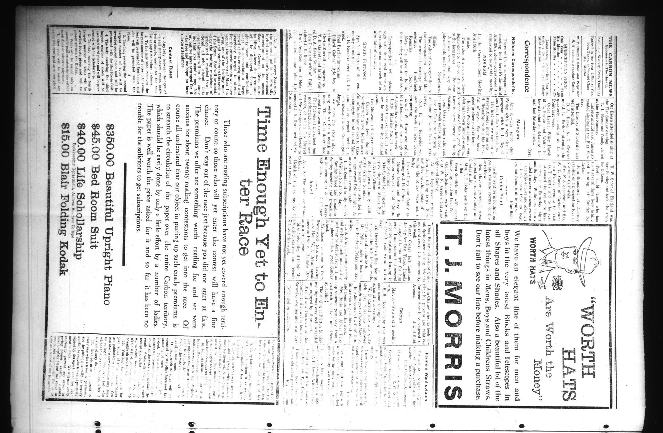 The Carbon News (Carbon, Tex.), Vol. 8, No. 31, Ed. 1 Thursday, April 8, 1909
                                                
                                                    [Sequence #]: 2 of 4
                                                