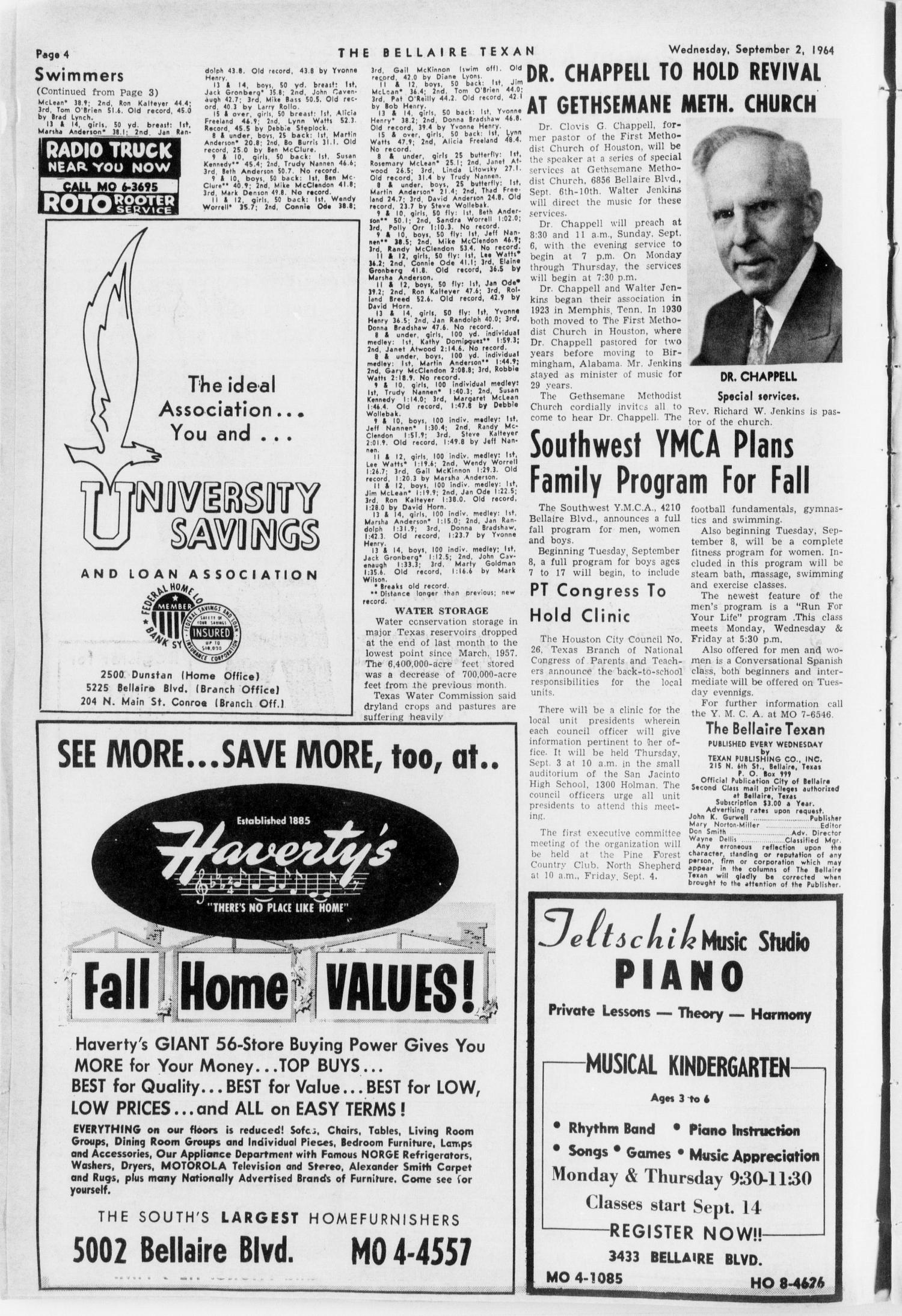 The Bellaire Texan (Bellaire, Tex.), Vol. 11, No. 26, Ed. 1 Wednesday, September 2, 1964
                                                
                                                    [Sequence #]: 4 of 28
                                                