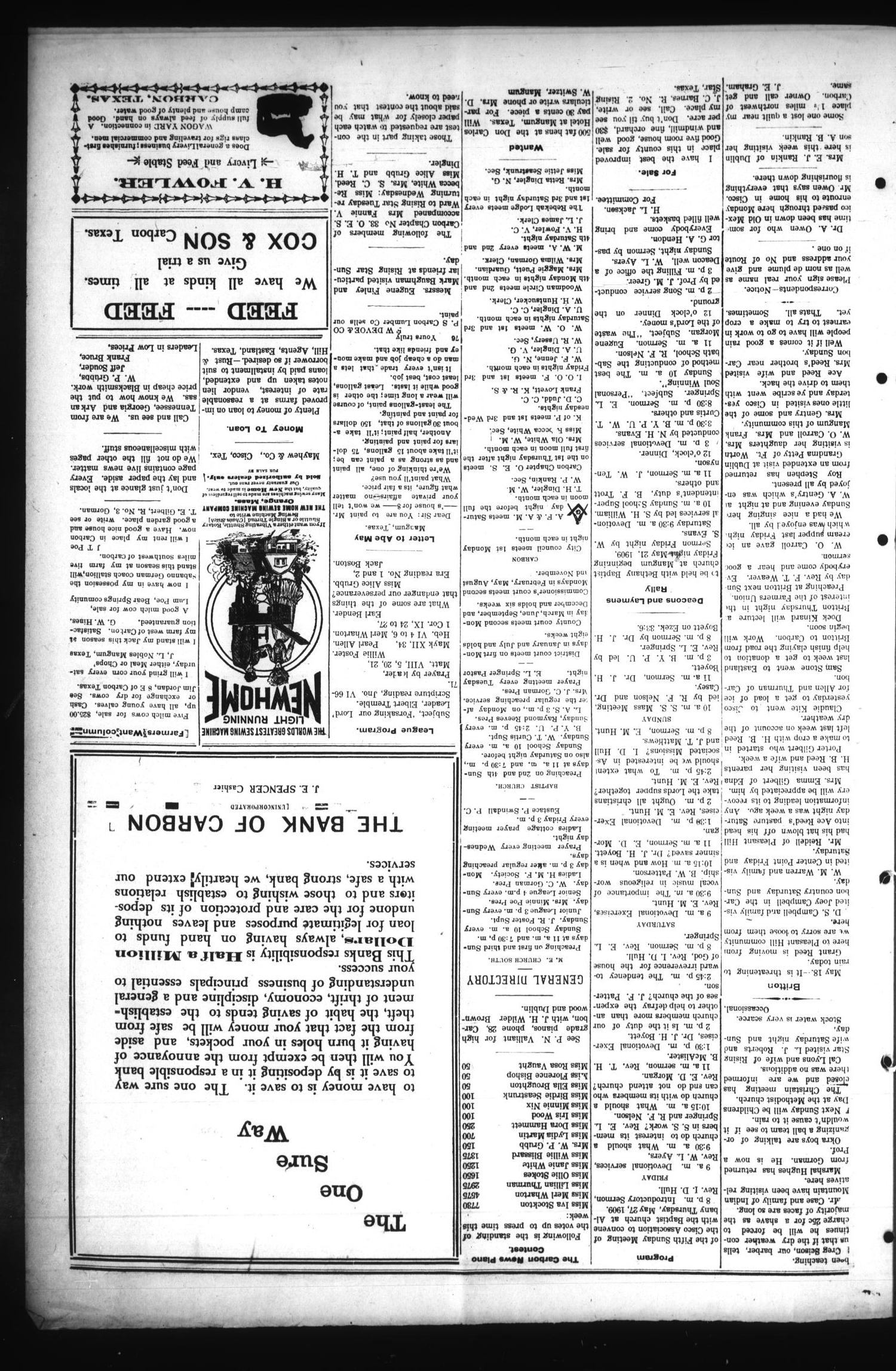 The Carbon News (Carbon, Tex.), Vol. 8, No. 37, Ed. 1 Thursday, May 20, 1909
                                                
                                                    [Sequence #]: 3 of 4
                                                