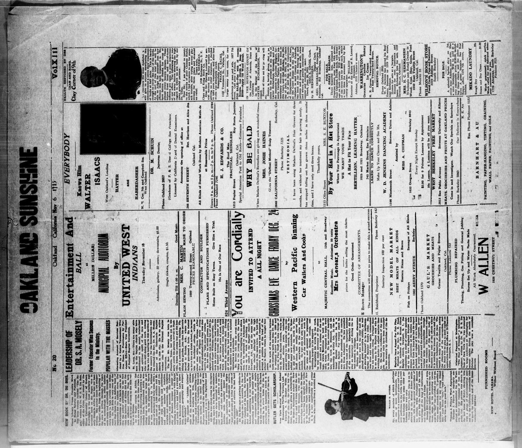 Oakland Sunshine (Oakland, Calif.), Vol. 13, No. 20, Ed. 1 Saturday, November 6, 1915
                                                
                                                    [Sequence #]: 1 of 4
                                                