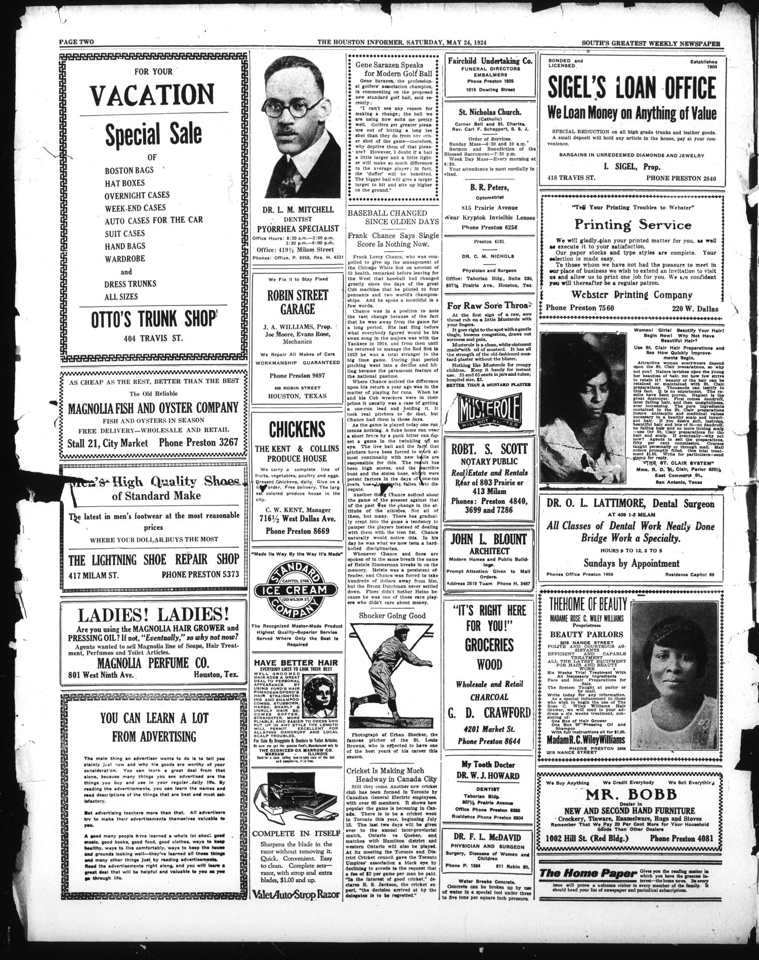 The Houston Informer (Houston, Tex.), Vol. 6, No. 1, Ed. 1 Saturday, May 24, 1924
                                                
                                                    [Sequence #]: 2 of 8
                                                