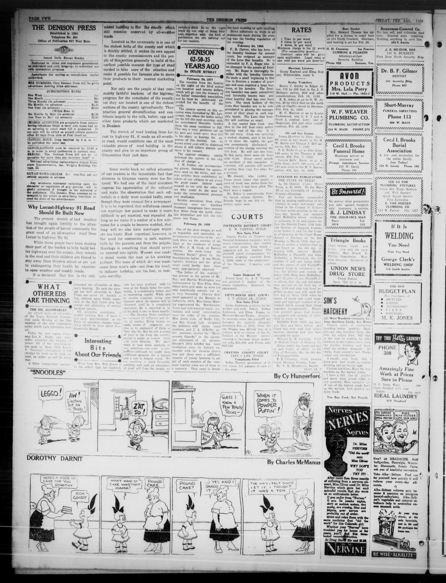 The Denison Press (Denison, Tex.), Vol. 5, No. 199, Ed. 1 Friday, February 24, 1939
                                                
                                                    [Sequence #]: 2 of 4
                                                