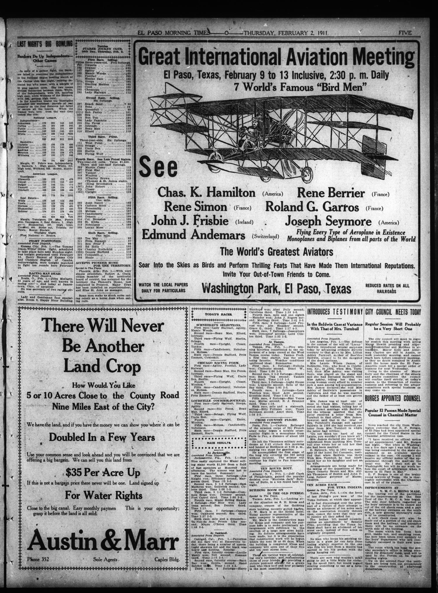 El Paso Morning Times (El Paso, Tex.), Vol. 31, Ed. 4 Thursday, February 2, 1911
                                                
                                                    [Sequence #]: 16 of 32
                                                