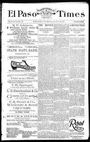 Primary view of El Paso International Daily Times (El Paso, Tex.), Vol. 13, No. 214, Ed. 1 Friday, September 22, 1893