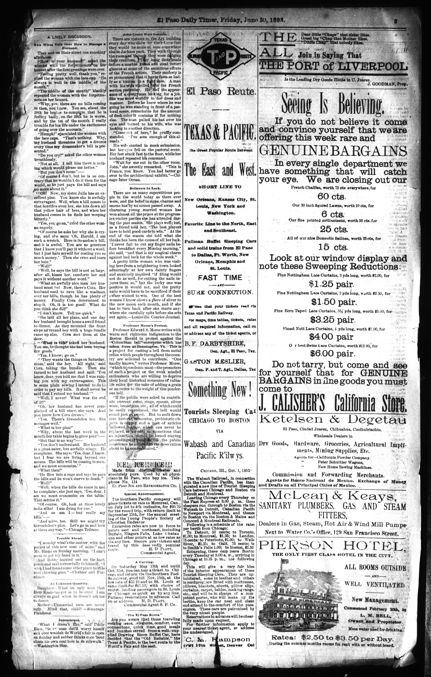 El Paso International Daily Times (El Paso, Tex.), Vol. 13, No. 155, Ed. 1 Friday, June 30, 1893
                                                
                                                    [Sequence #]: 3 of 8
                                                