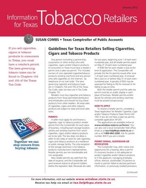 Primary view of object titled 'Guideline for Texas Retailers Selling Cigarettes, Cigars and Tobacco Products'.