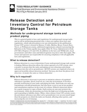 Primary view of object titled 'Release Detection and Inventory Control for Petroleum Storage Tanks'.
