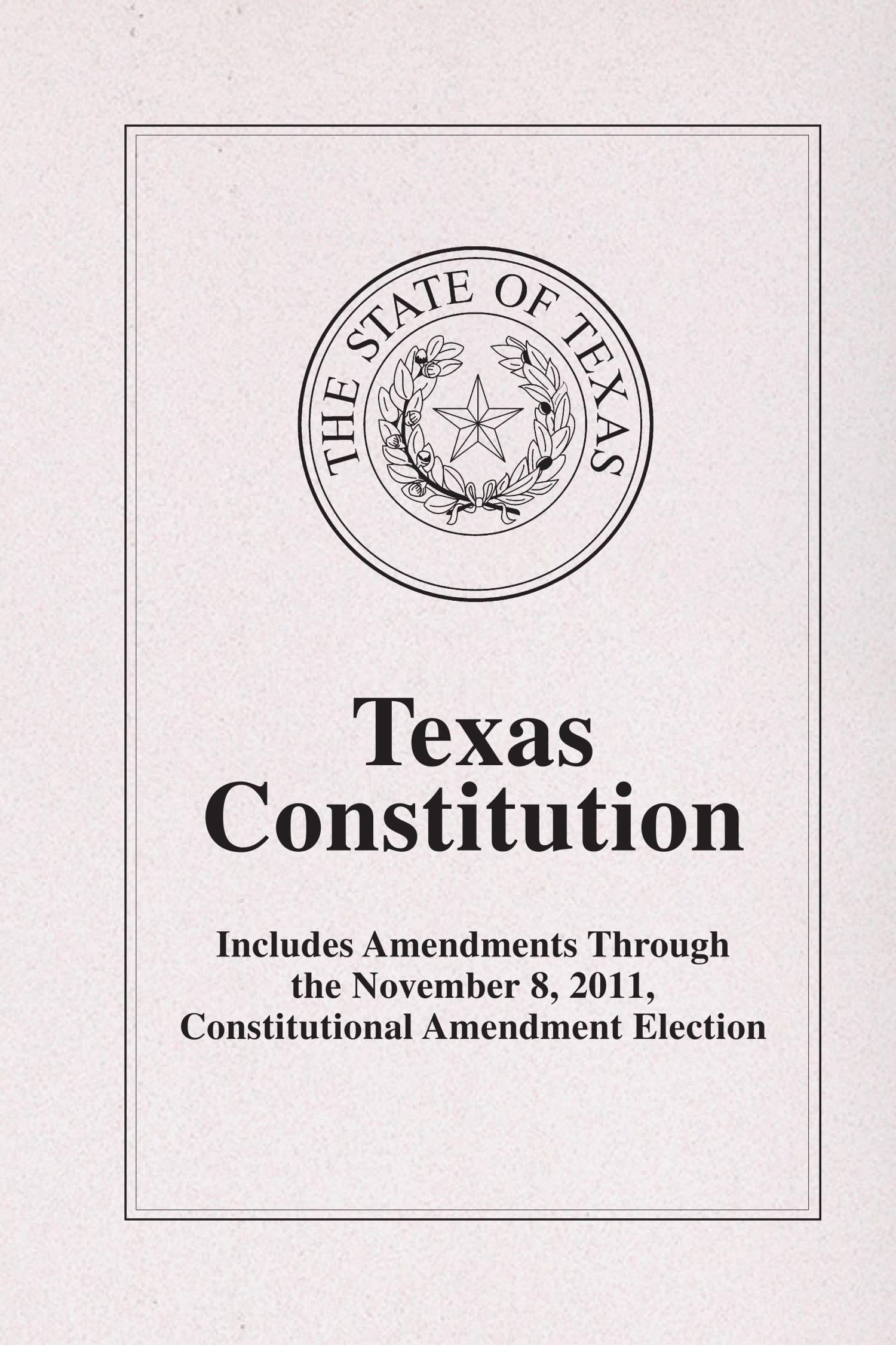 Texas Constitution
                                                
                                                    Front Cover
                                                