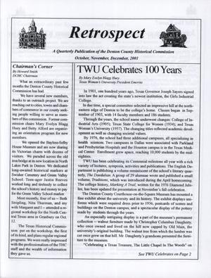Primary view of object titled 'Retrospect, October, November, December, 2001'.