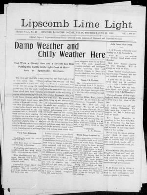 Lipscomb Lime Light (Lipscomb, Tex.), Vol. 1, No. 30, Ed. 1 Thursday, June 12, 1913