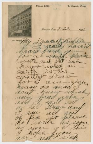 Primary view of object titled '[Letter to Edith Wilson, July 22, 1903]'.