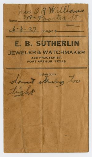 Primary view of object titled '[E. B. Sutherlin Envelope]'.