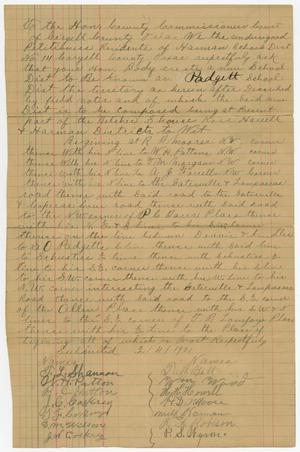 Primary view of object titled '[Petition to Create Padgett School District in Coryell County, Texas, May 27, 1901]'.