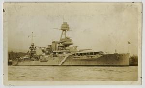 Primary view of object titled '[Photograph of U.S.S. Texas in Honolulu Harbor]'.