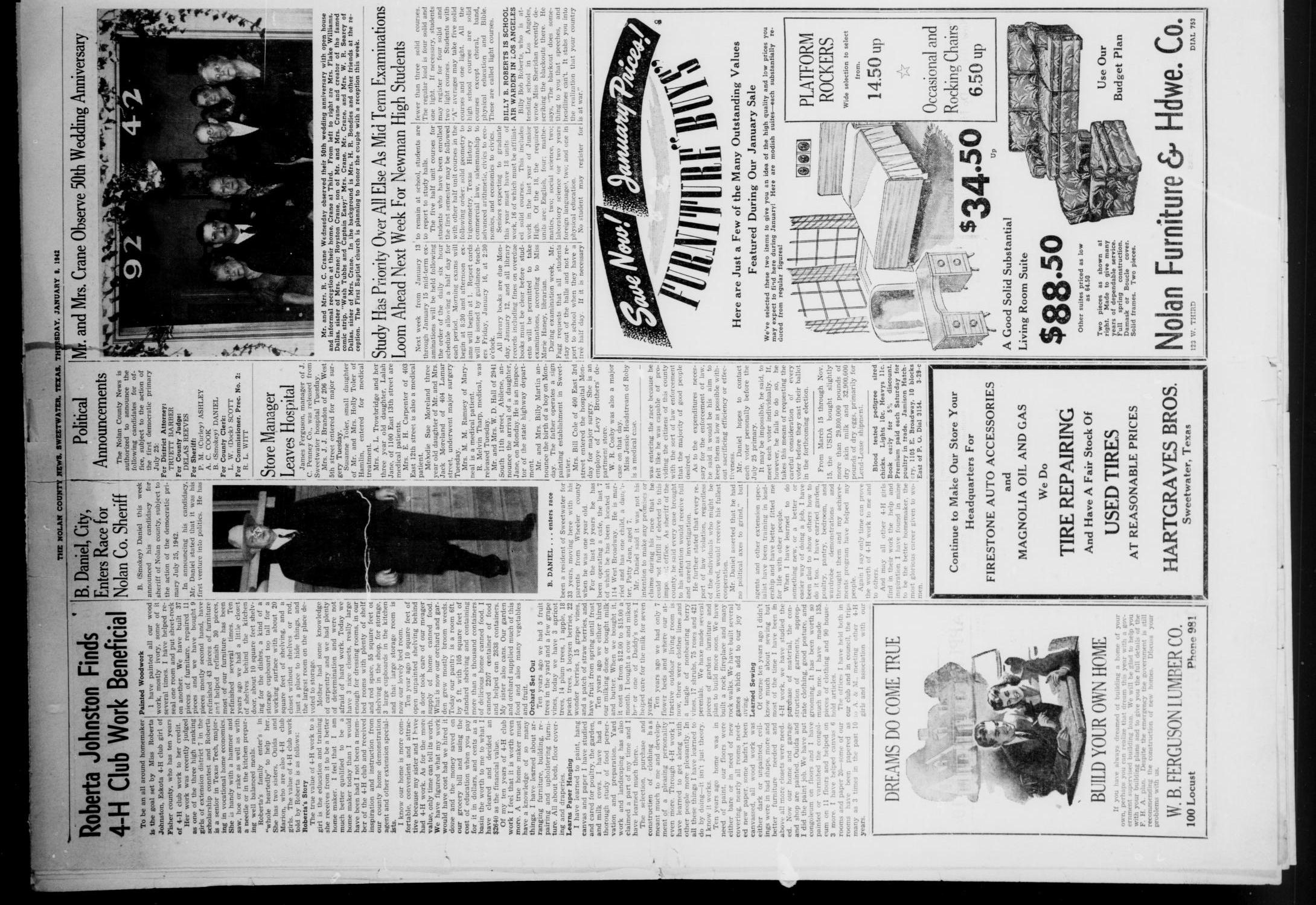 The Nolan County News (Sweetwater, Tex.), Vol. 18, No. 4, Ed. 1 Thursday, January 8, 1942
                                                
                                                    [Sequence #]: 4 of 8
                                                