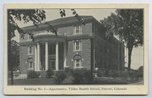 Primary view of object titled '[Postcard of Tilden Health School Apartments]'.
