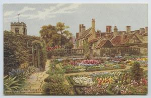 Primary view of object titled '[Postcard of Shakespeare's Knot Garden]'.