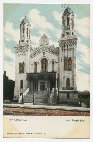 Primary view of object titled '[Postcard of Temple Sinai in New Orleans]'.