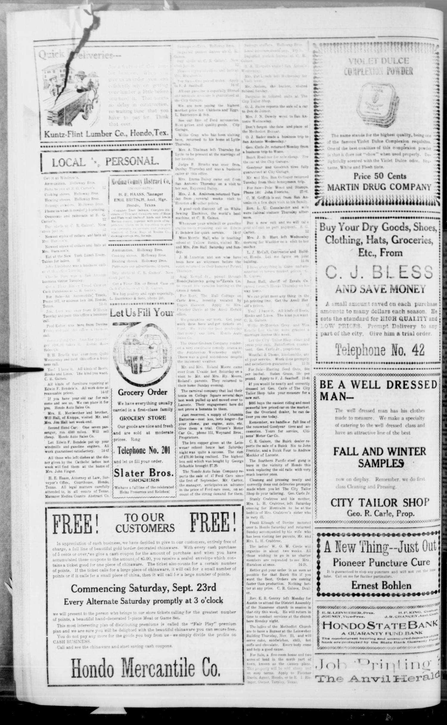 The Hondo Anvil Herald. (Hondo, Tex.), Vol. 31, No. 16, Ed. 1 Saturday, November 18, 1916
                                                
                                                    [Sequence #]: 4 of 8
                                                