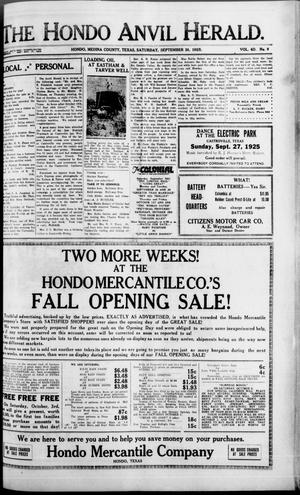 Primary view of object titled 'The Hondo Anvil Herald. (Hondo, Tex.), Vol. 40, No. 9, Ed. 1 Saturday, September 26, 1925'.