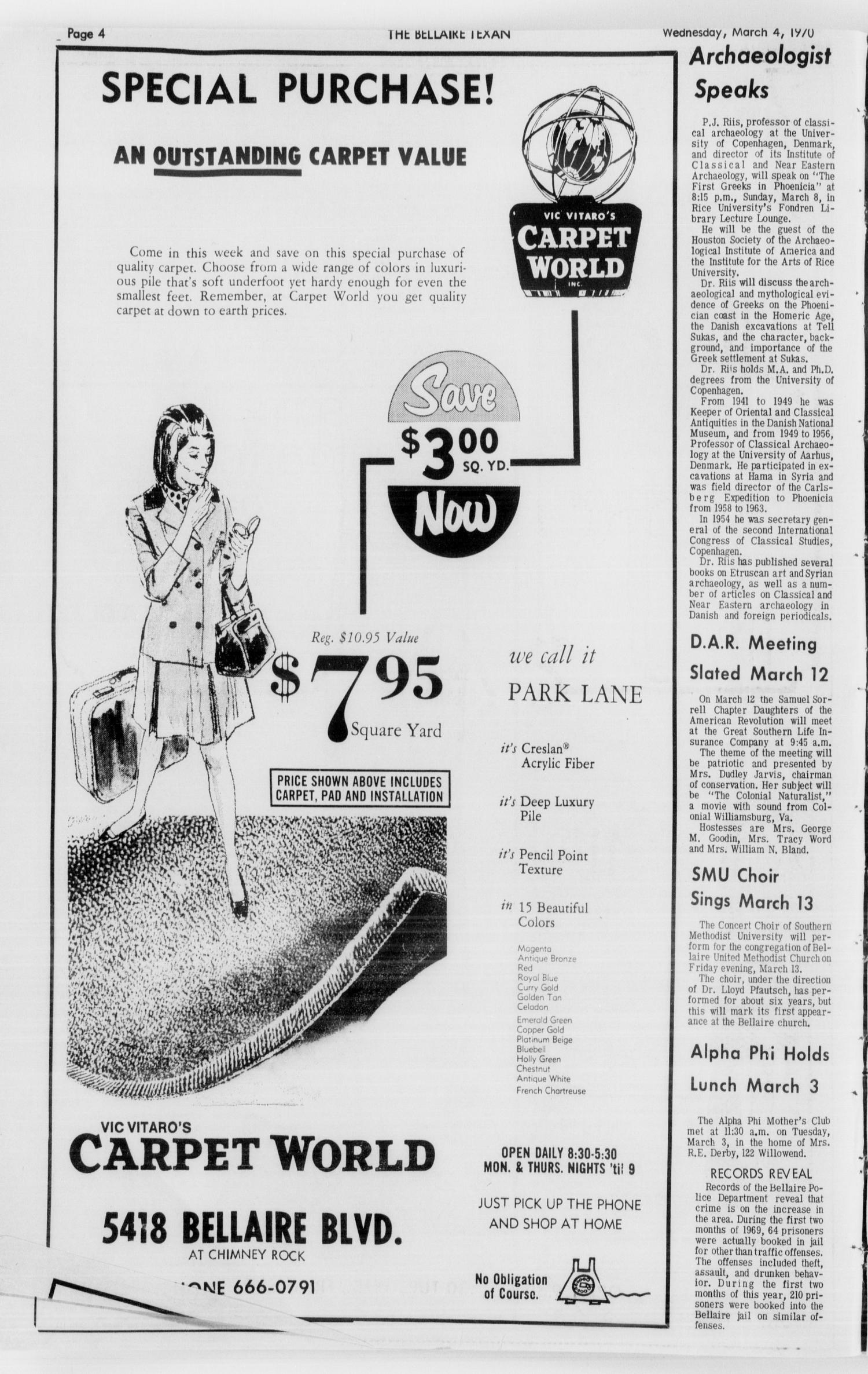 The Bellaire & Southwestern Texan (Bellaire, Tex.), Vol. 17, No. 3, Ed. 1 Wednesday, March 4, 1970
                                                
                                                    [Sequence #]: 2 of 38
                                                