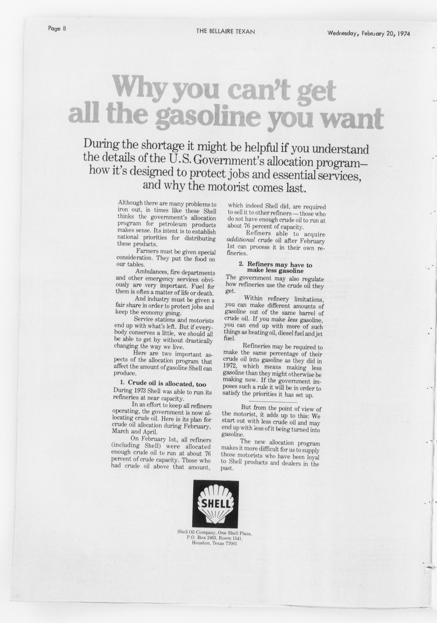 The Bellaire & Southwestern Texan (Bellaire, Tex.), Vol. 20, No. 47, Ed. 1 Wednesday, February 20, 1974
                                                
                                                    [Sequence #]: 8 of 28
                                                