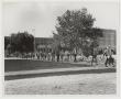 Photograph: [Photograph of Line of Students Leaving Cooke Building]
