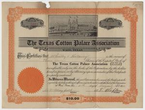 Primary view of object titled '[Stock Certificate for Texas Cotton Palace Association]'.