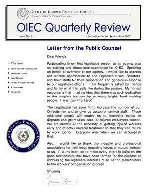 Primary view of object titled 'OIEC Quarterly Review, Number 6, April-June 2007'.