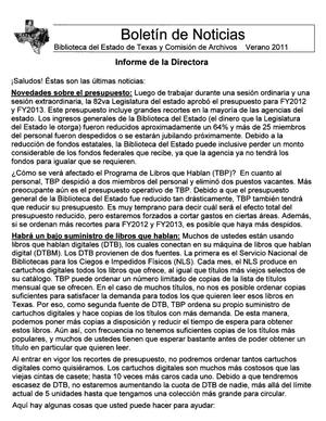 Primary view of object titled 'Boletín de Noticias, Verano 2011'.