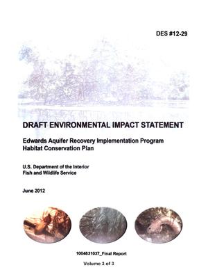 Primary view of object titled 'Draft Environmental Impact Statement: Edwards Aquifer Recovery Implementation Program, Habitat Conservation Plan, Final Report, Volume 3'.