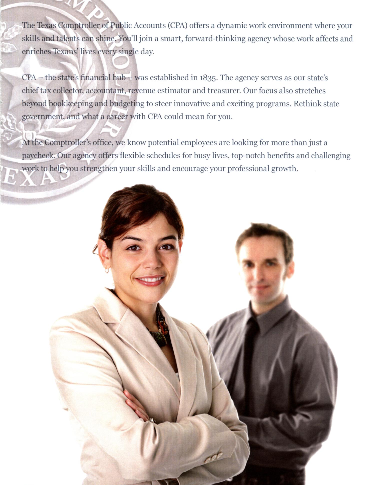Comptroller Careers: Your Benefits. Our Investment.
                                                
                                                    1
                                                