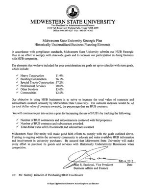 Primary view of object titled 'Midwestern State University Historically Underutilized Business Strategic Plan: [2013]'.