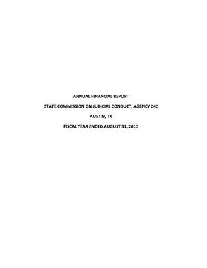 Primary view of object titled 'Texas State Commission on Judicial Conduct Annual Financial Report: 2012'.