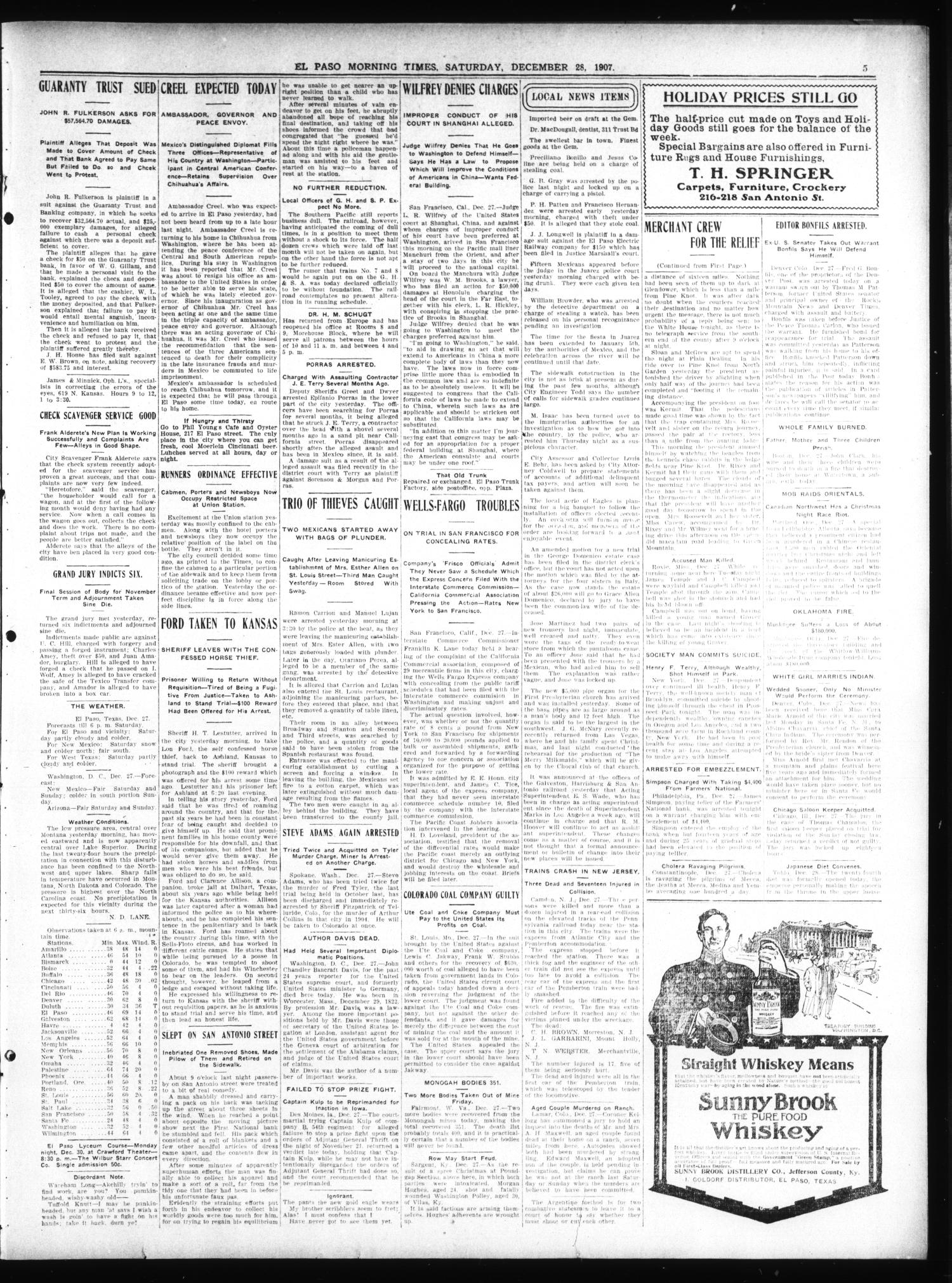 El Paso Daily Times (El Paso, Tex.), Vol. 27, Ed. 1 Saturday, December 28, 1907
                                                
                                                    [Sequence #]: 5 of 8
                                                