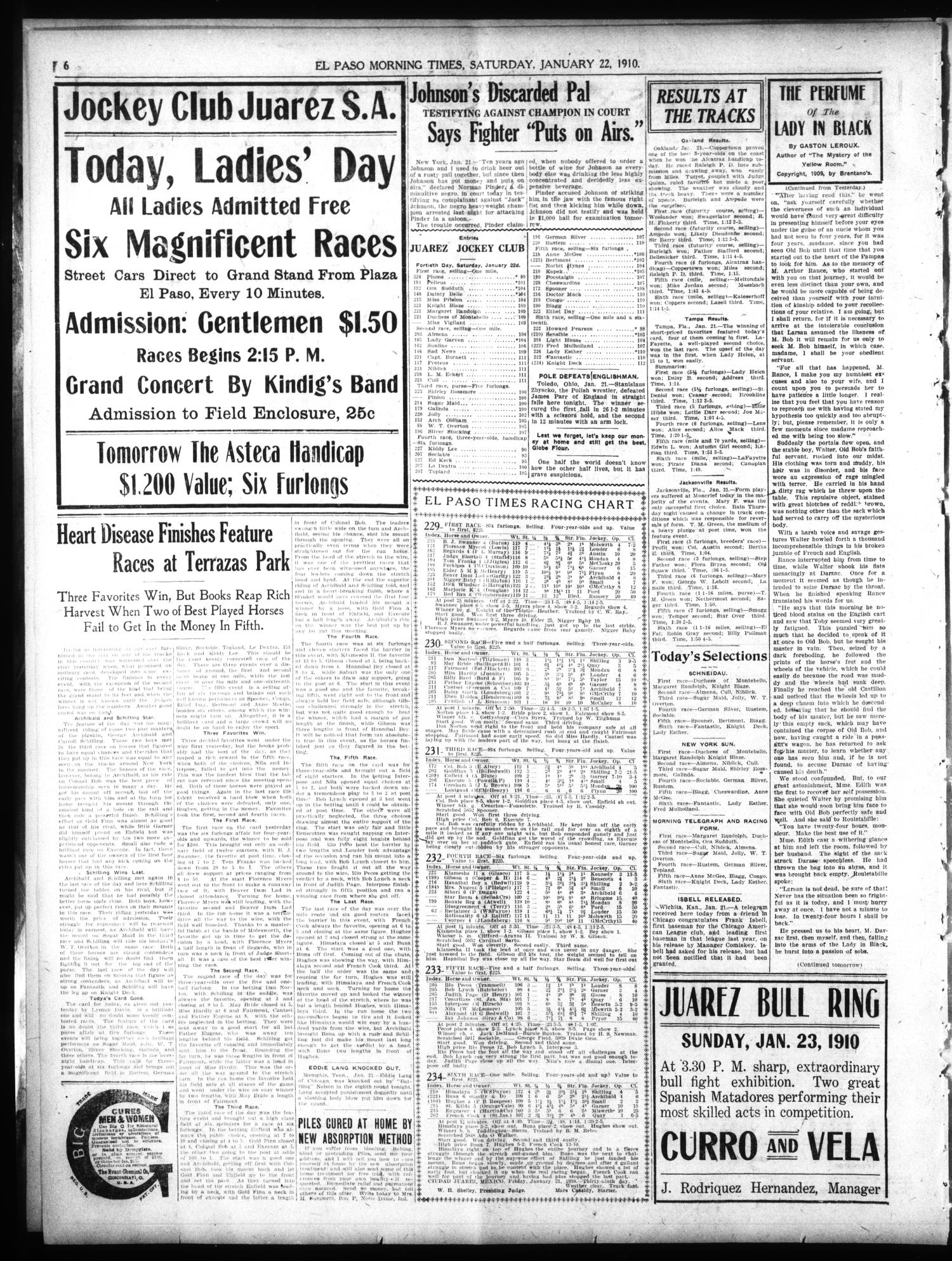 El Paso Morning Times (El Paso, Tex.), Vol. 30, Ed. 1 Saturday, January 22, 1910
                                                
                                                    [Sequence #]: 6 of 8
                                                